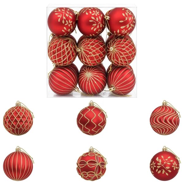 Set božićnih kuglica XL 18 kom. Crvena i zlatna 8 cm Polistiren - Crvena i zlatna 18