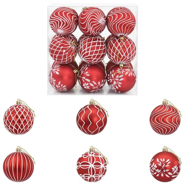 Set božićnih kuglica XL 18 kom. Crvena i bijela 8 cm Polistiren - Crvena i bijela 18