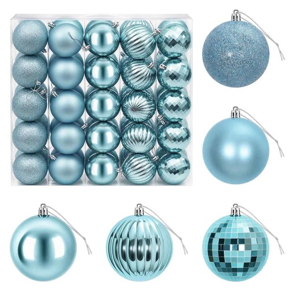 Set božićnih kuglica 50 kom. Tirkizna 8 cm Polistiren - Tirkizna