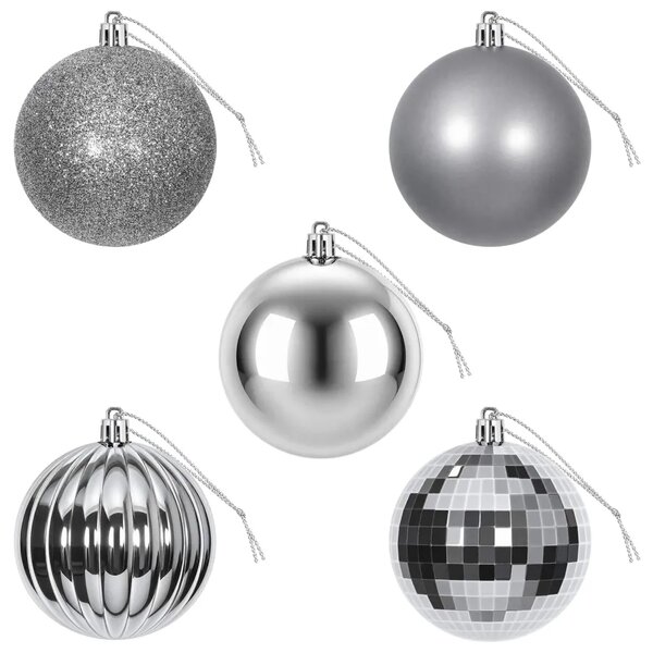 Set božićnih kuglica 50 kom. Siva 8 cm Polistiren - Siva