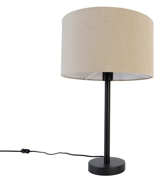 Moderna stolna lampa crna s boucle sjenilom svijetlosmeđe boje 35 cm - Simplo