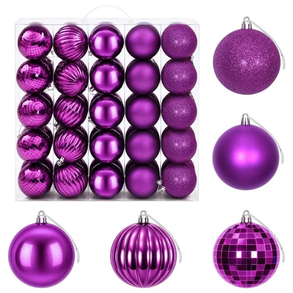 Set božićnih kuglica 50 kom. Lila 8 cm Polistiren - Lila