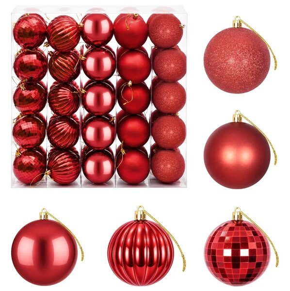 Set božićnih kuglica 50 kom. Crvena 8 cm Polistiren - Crvena