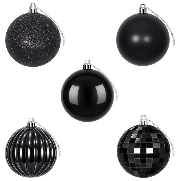 Set božićnih kuglica 50 kom. Crna 8 cm Polistiren - Crna