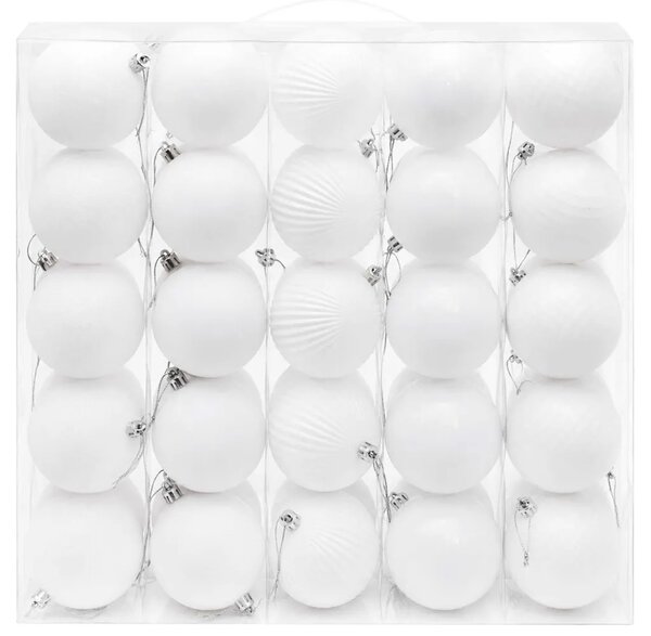 Set božićnih kuglica 50 kom. Bijela 8 cm Polistiren - Bijela