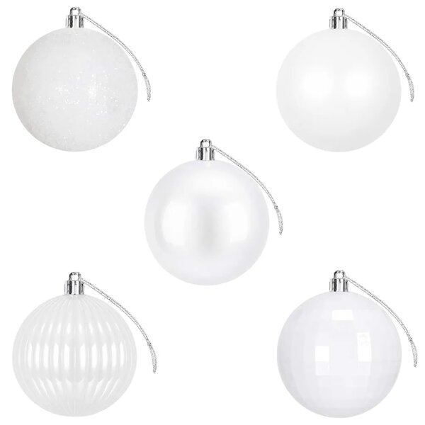 Set božićnih kuglica 50 kom. Bijela 8 cm Polistiren - Bijela
