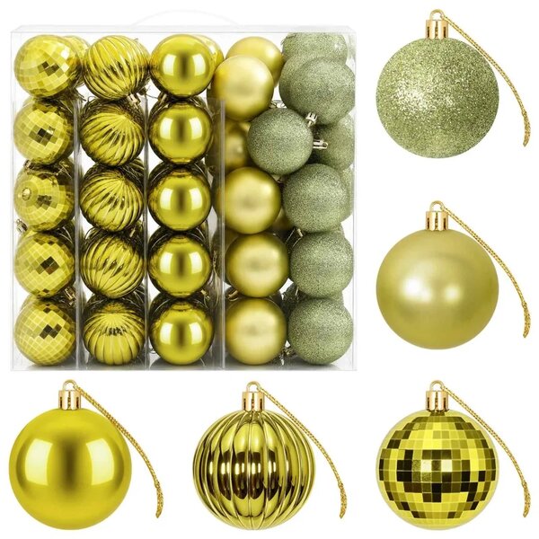Set božićnih kuglica 75 kom. Svijetlo zelena 6 cm Polistiren - Svijetlo zelena