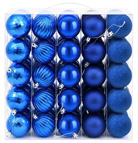 Set božićnih kuglica 75 kom. Plava 6 cm Polistiren - Plava