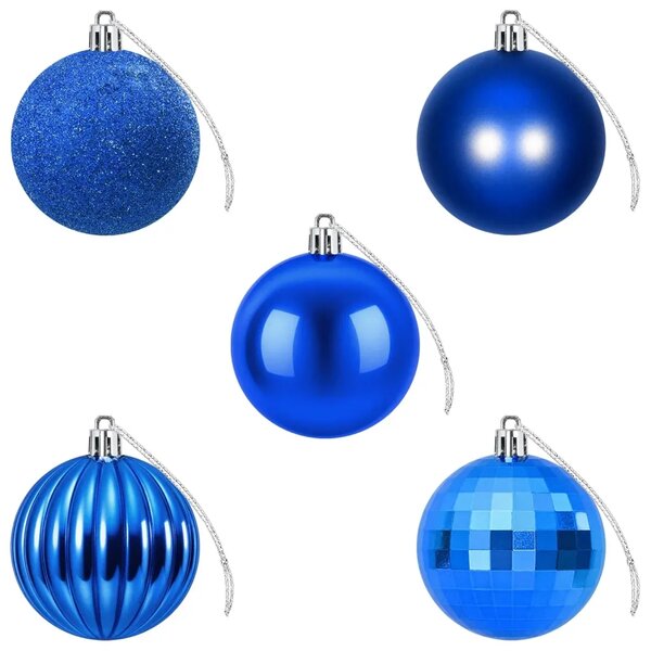 Set božićnih kuglica 75 kom. Plava 6 cm Polistiren - Plava