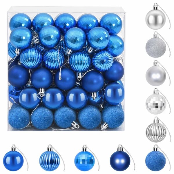 Set božićnih kuglica 100 kom. Plava i srebrna 4 cm Polistiren - Plava i srebrna