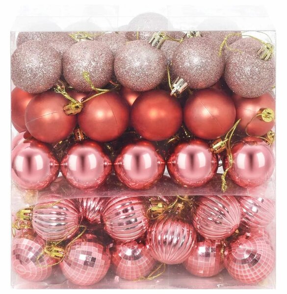 Set božićnih kuglica 100 kom. Ružičasta i roza 4 cm Polistiren - Ružičasta