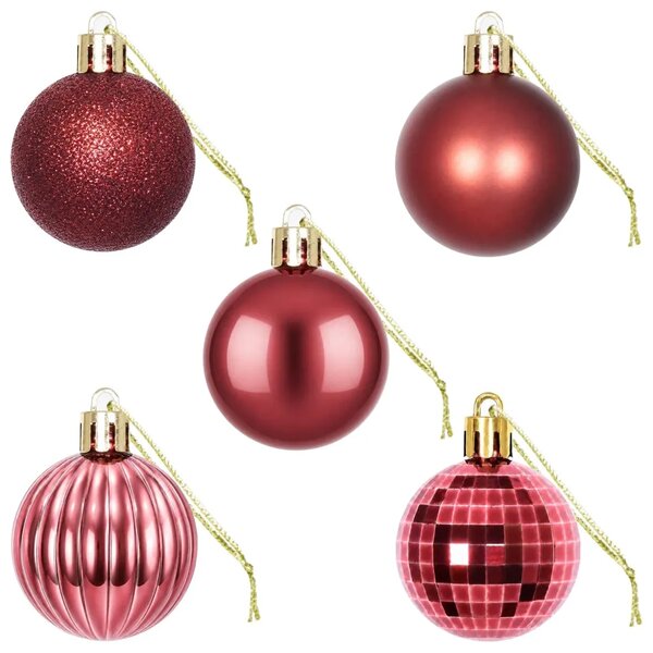 Set božićnih kuglica 100 kom. Vinska crvena 4 cm Polistiren - boja crnog vina