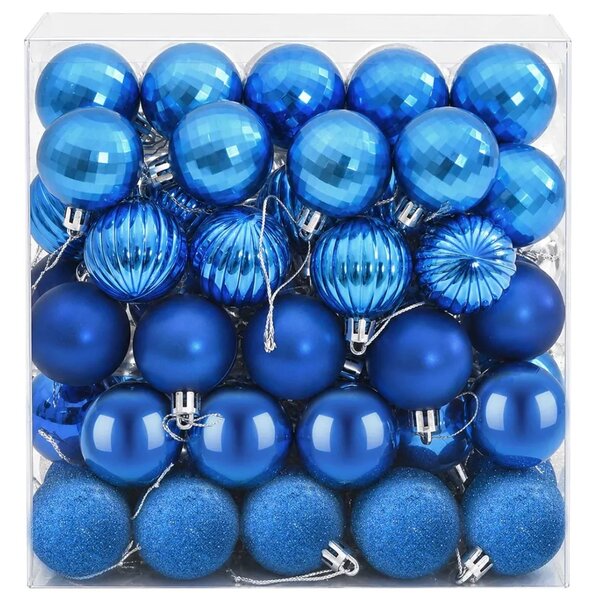 Set božićnih kuglica 100 kom. Plava i srebrna 4 cm Polistiren - Plava i srebrna