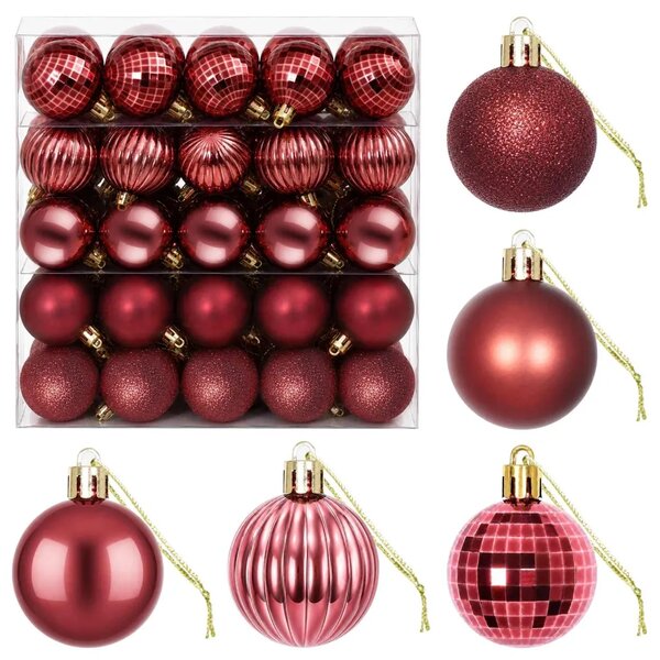Set božićnih kuglica 100 kom. Vinska crvena 4 cm Polistiren - boja crnog vina