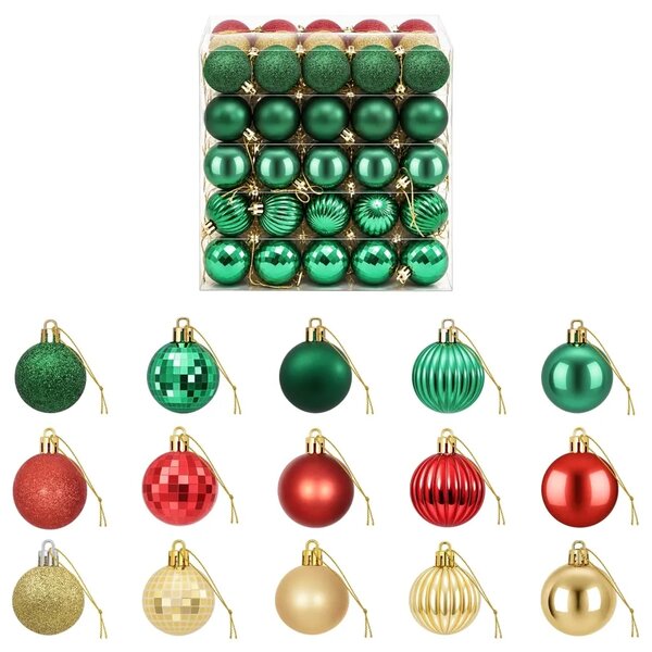 Set božićnih kuglica 100 kom. Crvena zlatna i zelena 4 cm - Crvena/zlatna/zelena