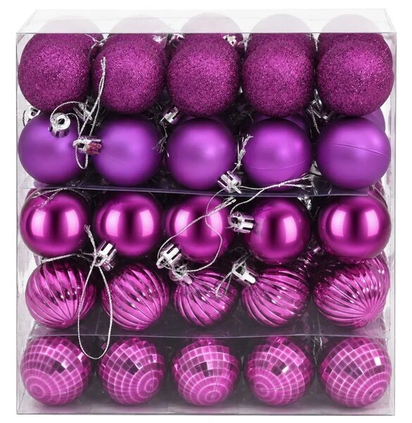 Set božićnih kuglica 100 kom. Lila 4 cm Polistiren - Lila