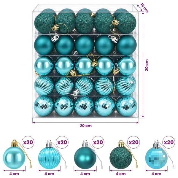 Set božićnih kuglica 100 kom. Zelena 4 cm Polistiren - Zelena