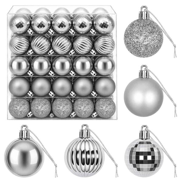 Set božićnih kuglica 100 kom. Siva 4 cm Polistiren - Siva