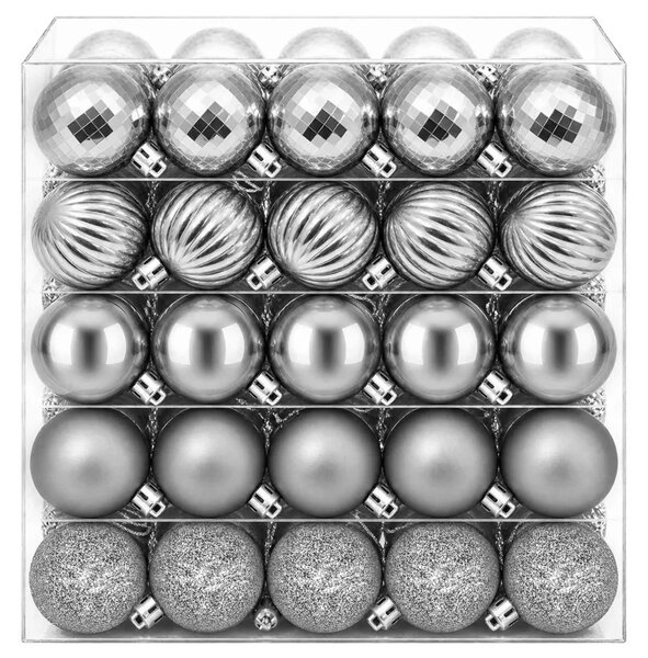 Set božićnih kuglica 100 kom. Siva 4 cm Polistiren - Siva