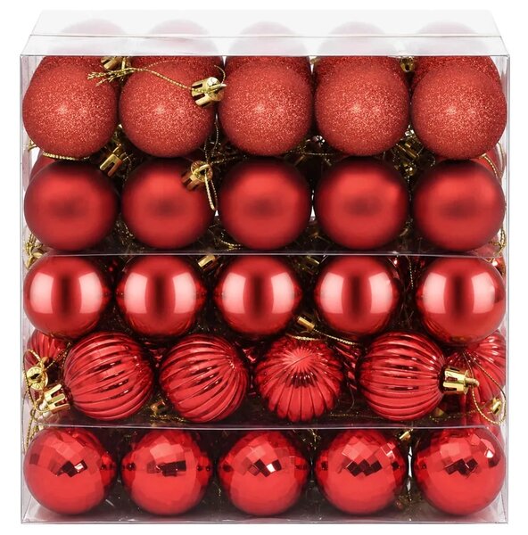 Set božićnih kuglica 100 kom. Crvena 4 cm Polistiren - Crvena