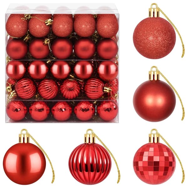 Set božićnih kuglica 100 kom. Crvena 4 cm Polistiren - Crvena