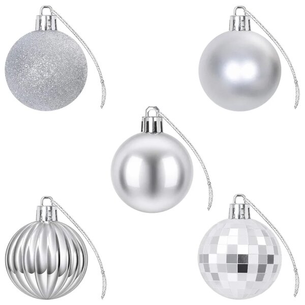 Set božićnih kuglica 100 kom. Srebrna 4 cm Polistiren - Srebrna
