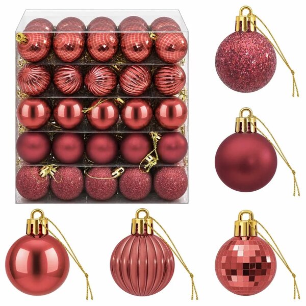 Set božićnih kuglica 150 kom. Vinska crvena 3 cm Polistiren - boja crnog vina