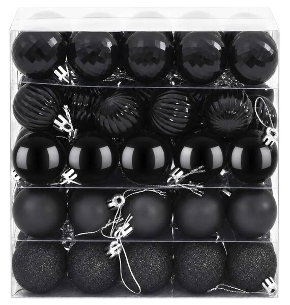 Set božićnih kuglica 100 kom. Crna 4 cm Polistiren - Crna