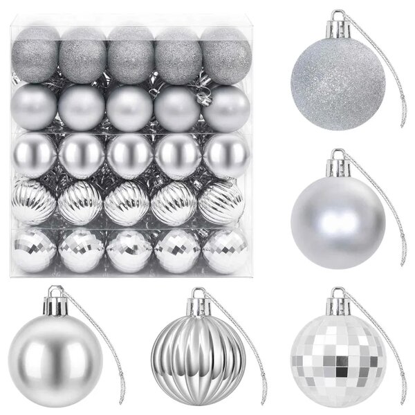 Set božićnih kuglica 100 kom. Srebrna 4 cm Polistiren - Srebrna