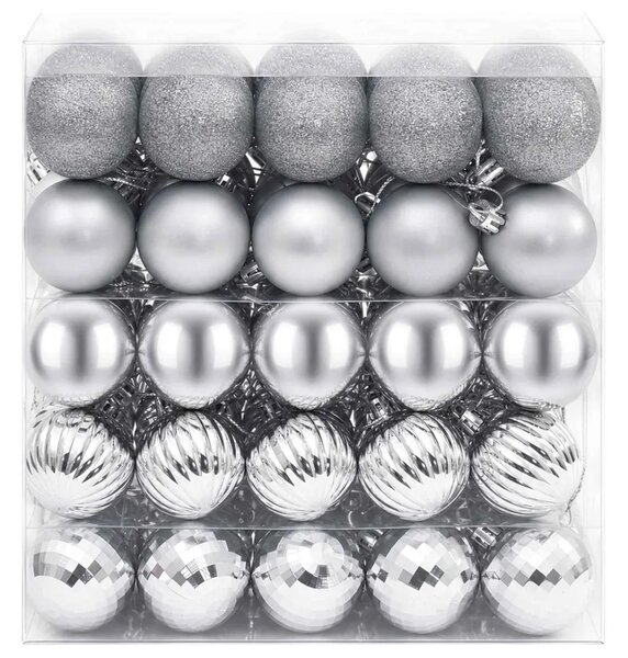 Set božićnih kuglica 100 kom. Srebrna 4 cm Polistiren - Srebrna