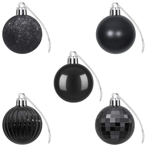 Set božićnih kuglica 100 kom. Crna 4 cm Polistiren - Crna