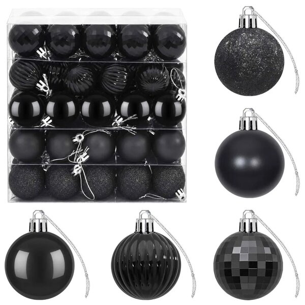 Set božićnih kuglica 100 kom. Crna 4 cm Polistiren - Crna