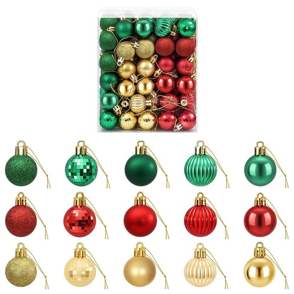 Set božićnih kuglica 150 kom. Crvena zlatna i zelena 3 cm - Crvena/zlatna/zelena