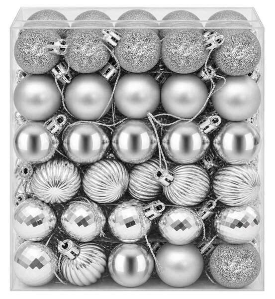 Set božićnih kuglica 150 kom. Srebrna 3 cm Polistiren - Srebrna