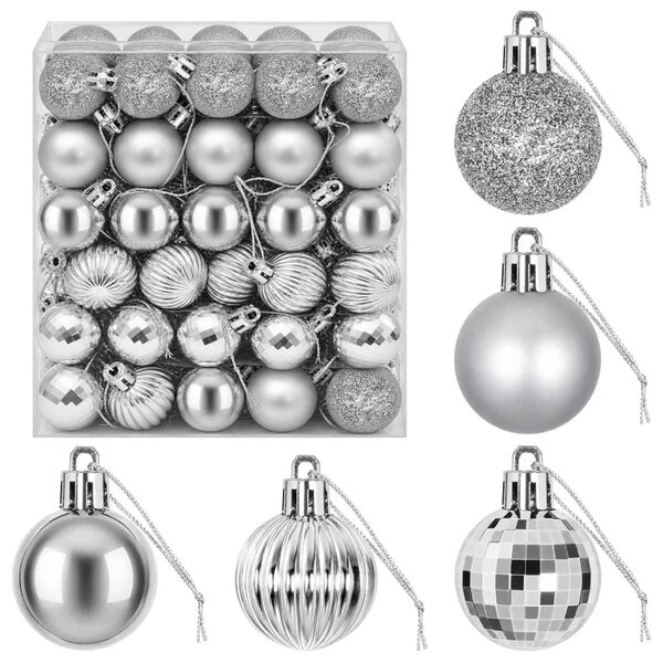 Set božićnih kuglica 150 kom. Srebrna 3 cm Polistiren - Srebrna