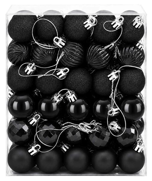 Set božićnih kuglica 150 kom. Crna 3 cm Polistiren - Crna