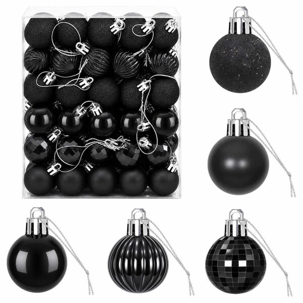 Set božićnih kuglica 150 kom. Crna 3 cm Polistiren - Crna