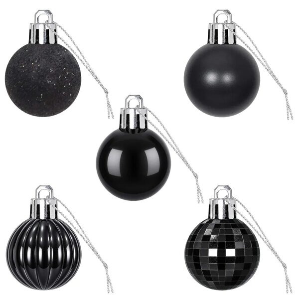 Set božićnih kuglica 150 kom. Crna 3 cm Polistiren - Crna