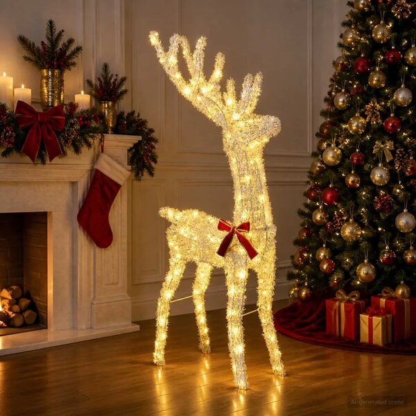 3D Božićni irvas LOVIISA 140 LED lampica Topla bijela - Iridescentna girlanda 70 x 26 x 128 cm