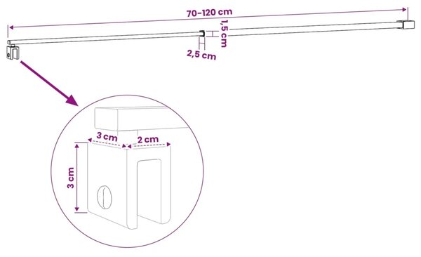 Potporna šipka za tuš vrata 70-120 cm za staklo od 6/8 mm Krom - Krom
