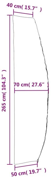 Navlaka za vrtni suncobran crna 265x50/70/40 cm 420D Oxford - 265 x 40/70/50 cm 420D Oxford tkanina