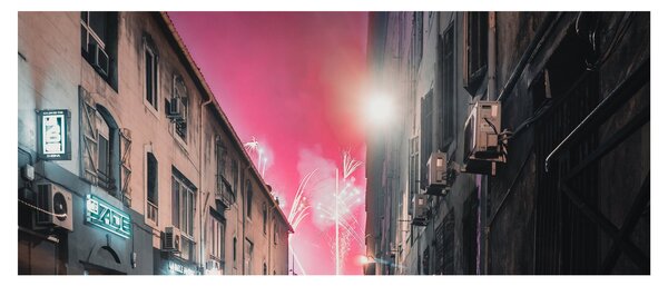 Slika vatrometa u Marseilleu (120x50 cm)