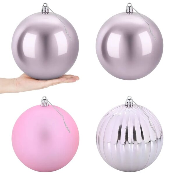Set božićnih kuglica XXL 4 kom. Ružičasta Ø 20 cm Plastika - Ružičasta Ø 20 cm (4 kom)