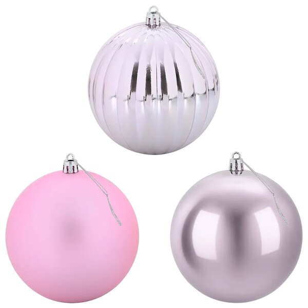 Set božićnih kuglica XXL 4 kom. Ružičasta Ø 20 cm Plastika - Ružičasta Ø 20 cm (4 kom)
