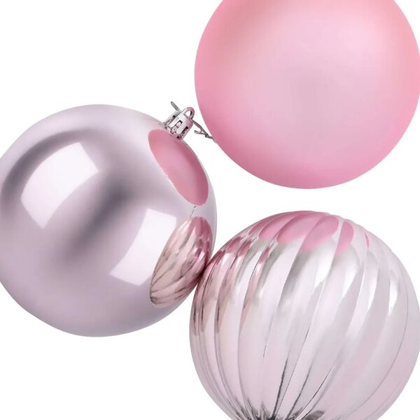 Set božićnih kuglica XXL 4 kom. Ružičasta Ø 20 cm Plastika - Ružičasta Ø 20 cm (4 kom)