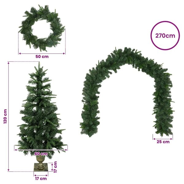 Mini božićno drvce 120 cm PVC i PE Zelena - Zelena 120 cm bez LED svjetala