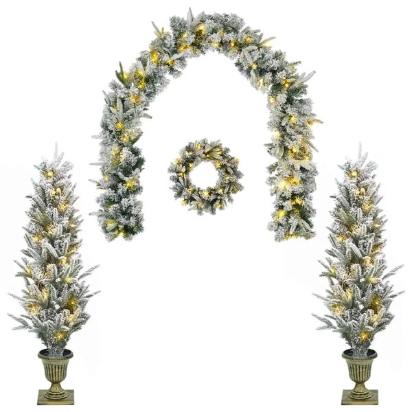 Mini božićno drvce 120 cm 275 LED lampica Topla bijela PVC i PE - Bijela 120 cm s LED svjetlima