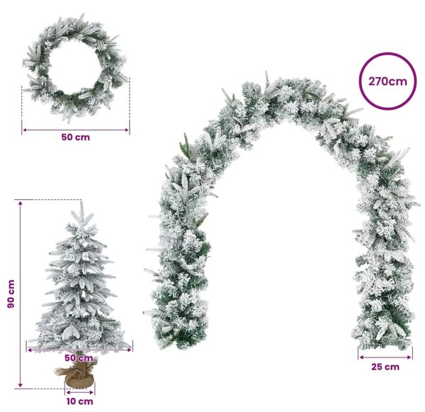 Mini božićno drvce 90 cm PVC i PE Zelena i bijela - Bijela 90 cm bez LED svjetala