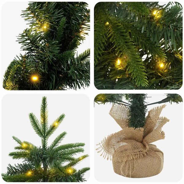 Mini božićno drvce 90 cm 175 LED lampica Topla bijela PVC i PE - Zelena 90 cm s LED svjetlima