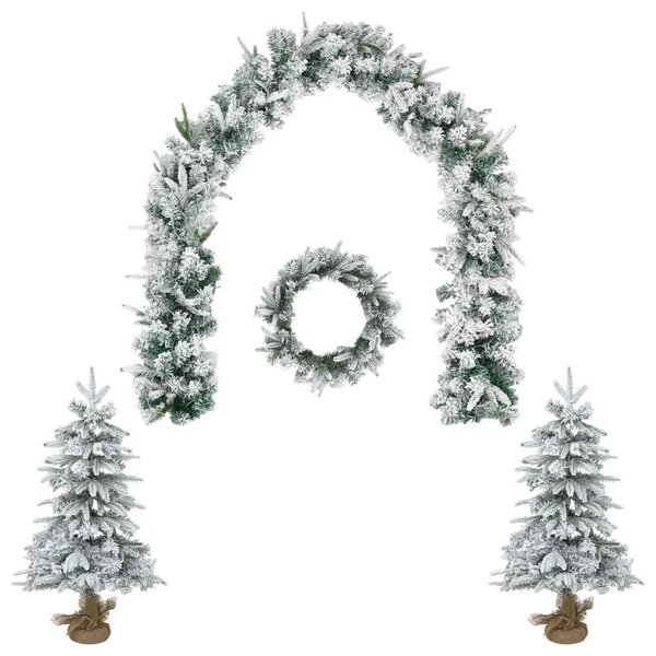 Mini božićno drvce 90 cm PVC i PE Zelena i bijela - Bijela 90 cm bez LED svjetala
